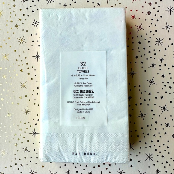 Rae Dunn Napkin Set (Guest Towels) “Hello” Fruit Motif - Picture 2 of 2